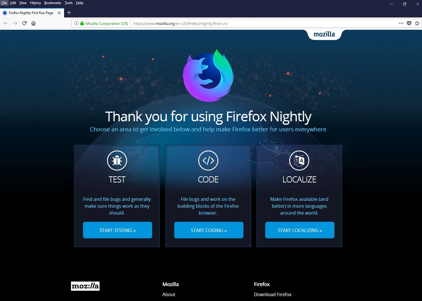 Firefox Nightly screenshot